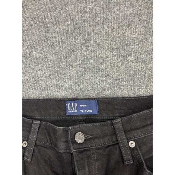 GAP 70s Flare Jeans Womens 16/33R Black High Rise Stretch Denim Boho Pants - Picture 2 of 8